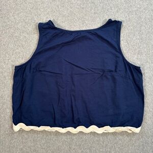 PrettyGarden Cropped Tank Top Size Medium Blue Scallop Trim High Neck Sleeveless